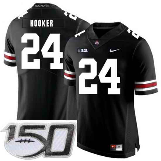 Ohio State Buckeyes 24 Malik Hooker Black Nike College Football Stitched 150th Anniversary Patch Jersey (1)